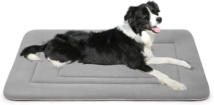 Dog Bed Soft Dog Crate Bed Pad Mat, 42 in Non Slip Bottom Washable Beds for Large Dogs, Pet Bed Mattress Kennel Pad, Dark Gray