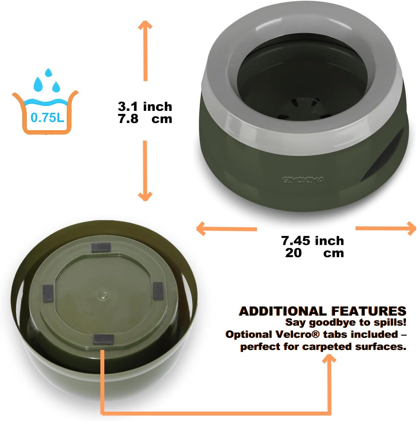 Pets No-Spill Slobber Stopper Water Bowl,Splash Proof Drinking Bowl for Home and Travel,No Messy No Drip No Sloppy Water Bowl for Sm-Med Dogs/Cats/Pets 25OZ