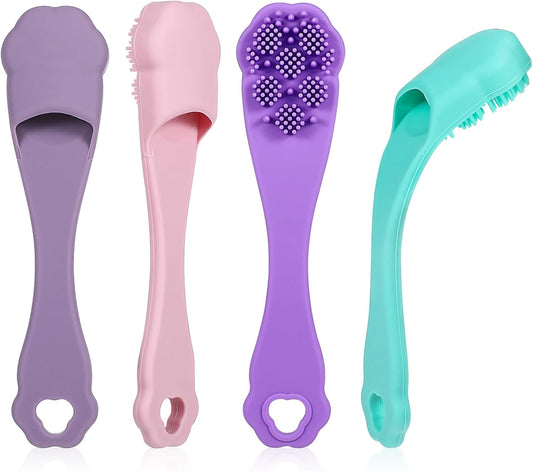Qianyu 4 Pack Silicone Dog & Cat Finger Toothbrush Kit - Food Grade, Safe, Non-Toxic, Easy Teeth Cleaning, Prevents Bad Breath & Oral Inflammation