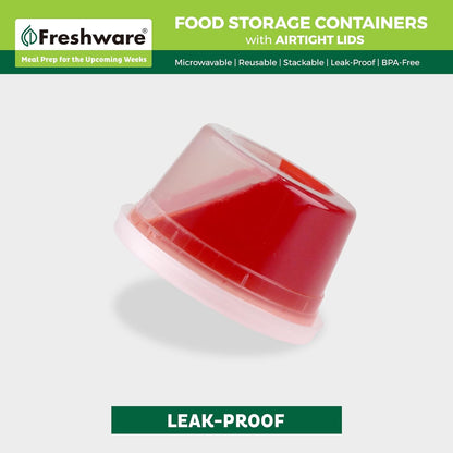 Freshware Food Storage Containers [50 Set] 25 oz Plastic Deli Containers with Lids, Slime, Soup, Meal Prep Containers, BPA Free, Stackable, Leakproof, Microwave, Dishwasher and Freezer Safe
