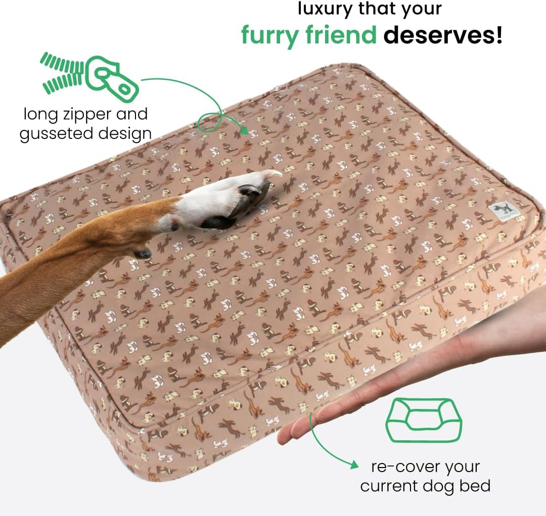 Molly Mutt Medium to Large Dog Bed Cover- Forever Young Print - Measures 27”X36”X5’’ - 100% Cotton - Durable - Breathable - Sustainable - Machine Washable Dog Bed Cover (Dd82b)