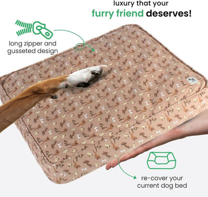 Molly Mutt Medium to Large Dog Bed Cover- Forever Young Print - Measures 27”X36”X5’’ - 100% Cotton - Durable - Breathable - Sustainable - Machine Washable Dog Bed Cover (Dd82b)
