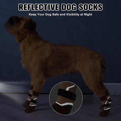 BEAUTYZOO 6PCS Dog Socks to Prevent Licking Paws, Anti Slip Dog Shoes for Hot Pavement Hardwood Floors, Traction Control Toe Grips Boots & Paw Protectors for Small Medium Large Senior Dogs, Grey S