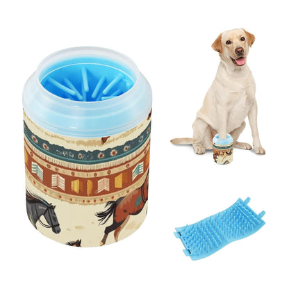 Dog Paw Cleaner Cups for Dogs Pet Foot Washer Paw Scrubber for Medium Small Dogs Cats Cleaning Cup Cute Yellow Fiesta Guitars Cacti and Ethnic Birds