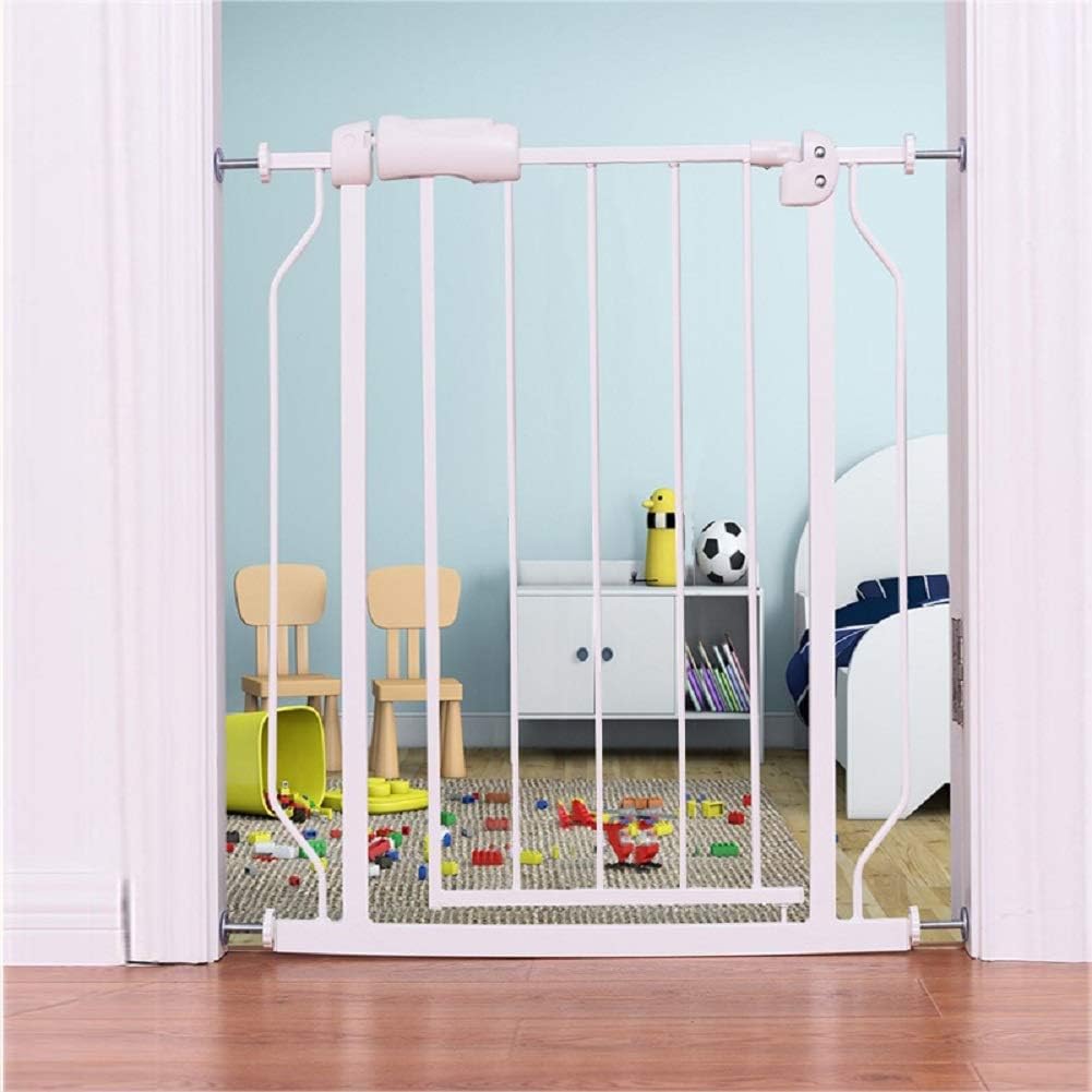 ALLAIBB Extra Wide Pressure Mounted Baby Gate Walk Through Child Kids Safety Toddler Tension White Long Large Pet Dog Gates with Extension for doorways Kitchen (57.48-62.20"/146-158cm, Black)