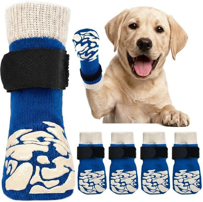 Kuoser Non-Slip Dog Socks, 2 Pairs Socks to Prevent Licking Paws, Paw Protectors for Hot Pavement, Hardwood Floors, Traction Control for Small, Medium, Large Dogs