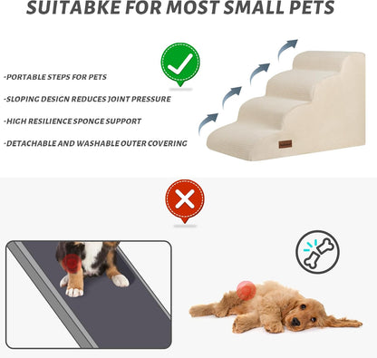 Aodisman 3-Step Dog Ramp and Stairs for Sofa and Chair - Non-Slip Sturdy Pet Steps for Small Dogs and Cats,15.7" H,Grey
