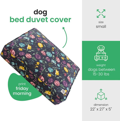 Molly Mutt Medium to Large Dog Bed Cover- Forever Young Print - Measures 27”X36”X5’’ - 100% Cotton - Durable - Breathable - Sustainable - Machine Washable Dog Bed Cover (Dd82b)