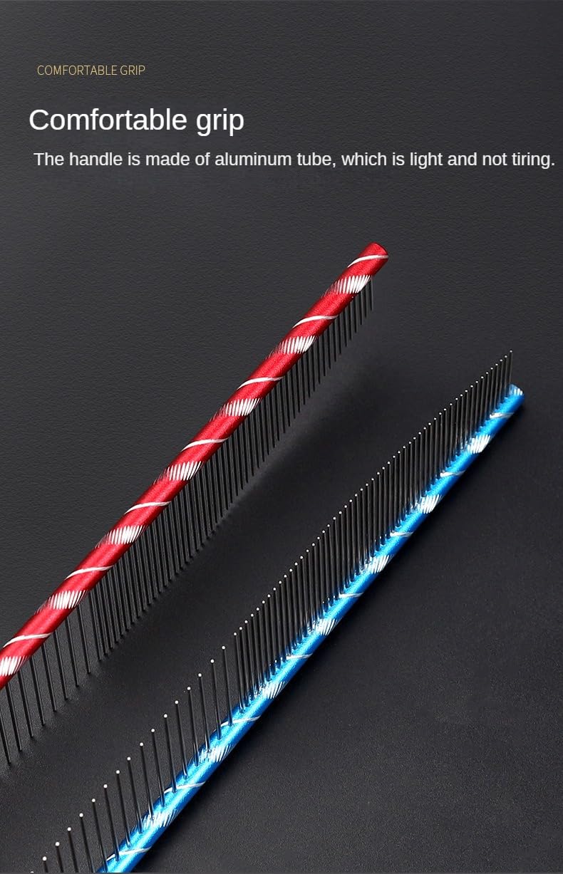 Arc Curved Cat Dog Comb for Grooming Matting Metal Comb for Long Haired Cats Dog Grooming Combs, Goldendoodles Poodle Detangler Brush peine para perros Removes Knots & Flea (black,flat19cm)