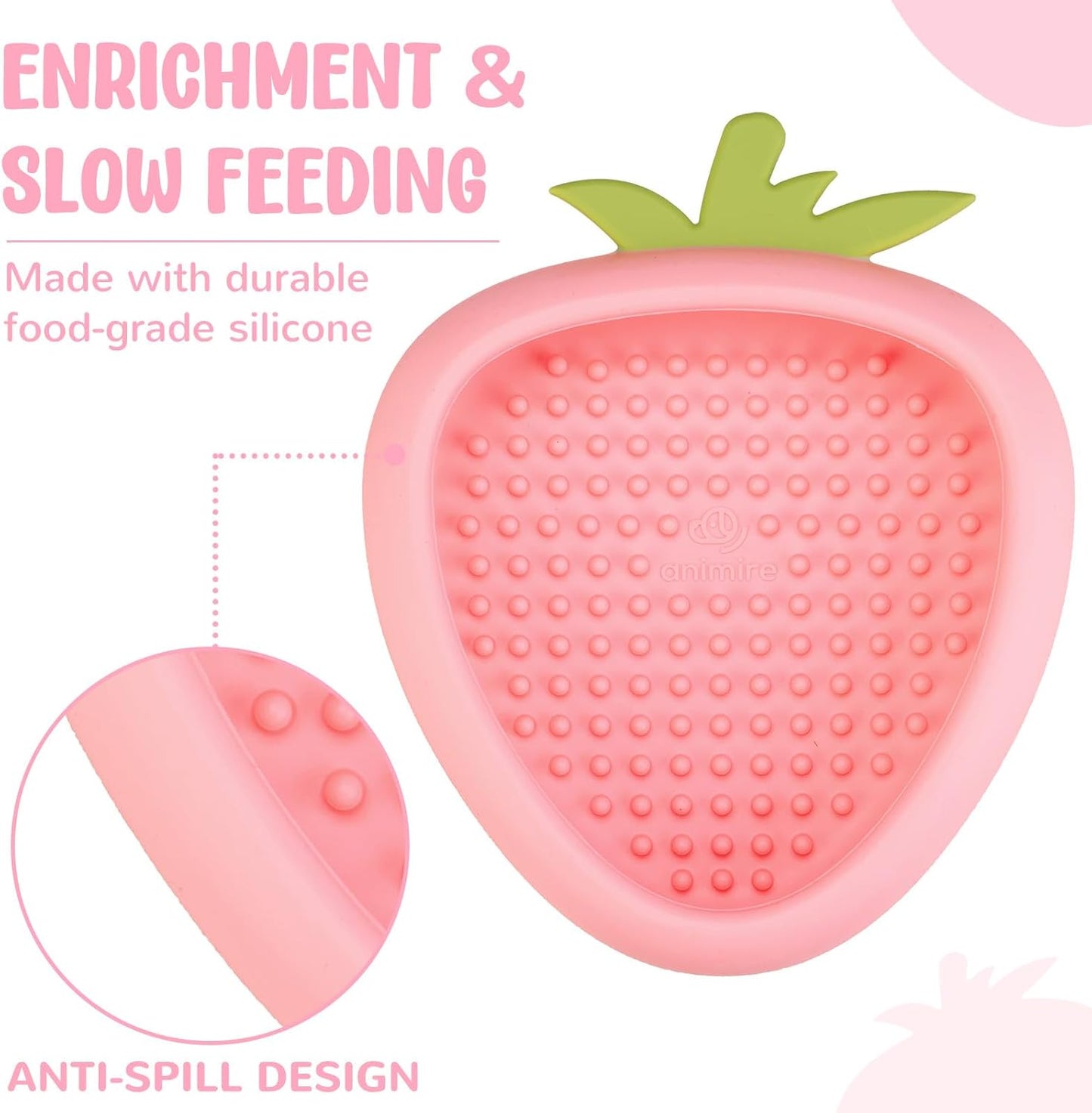 Freeze Dog Lick Bowl, Animire Non-Slip Slow Feeder Lick Mat for Dogs, Silicone Dog Enrichment Bowl for Distraction Anxiety Relief Boredom, BPA Free, Dishwasher Safe(Rose,S)