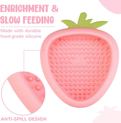 Freeze Dog Lick Bowl, Animire Non-Slip Slow Feeder Lick Mat for Dogs, Silicone Dog Enrichment Bowl for Distraction Anxiety Relief Boredom, BPA Free, Dishwasher Safe(Rose,S)