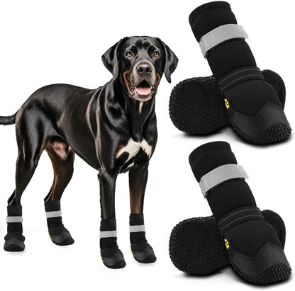 Hcpet Dog Shoes for Dogs, Dog Booties for Dogs, Anti-Slip Dog Boots & Paw Protectors for Hot Pavement Winter Snow Hiking with Reflective Straps Khaki Size 6, 4PCS