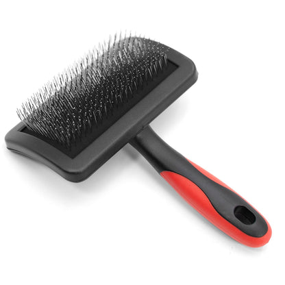 Jeffers Pet Dual Level Pin Universal Slicker Brush for Dogs, Cats & Small Pets - Curved Grooming Brush with Long & Short Pins for Shedding, Detangling, Finishing - Remove Mats & Dead Coat - Large