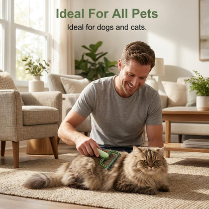 Double Sided Dematting Comb for Dogs and Cats – Undercoat Rake Pet Grooming Tool for Shedding, Tangles & Matted Fur, Stainless Steel Deshedding Brush for Long Haired & Thick Coat Pets (Green & Gray)