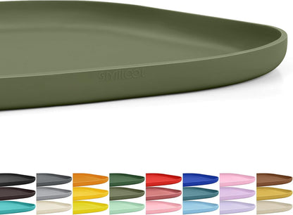 Small Silicone Pet Food Mat with Raised Edge for Food and Water Bowl, Square Dog Feeding Mats, Cat Food Trays for Floor Waterproof, Rubber Tray for Dogs and Cats, 12 x 12 x 0.7 Light Olive Green