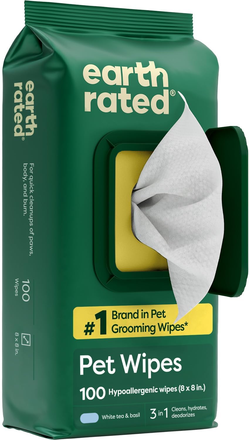 Earth Rated Dog Wipes, Hypoallergenic, Cleaning and Hydrating, for Grooming Paws, Body and Butt, Lavender Scented, 400 Count