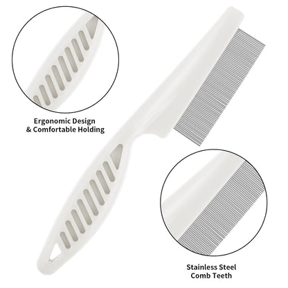 TIESOME Pet Hair Comb Tear Stain Removal,2 Pack Multifunctional Pets Grooming Comb Kit 2 in 1 Dog Combs Stainless Grooming Massage Dual-Sided Comb for Knots Crust Floating Hair Tangle Fleas(Pink)
