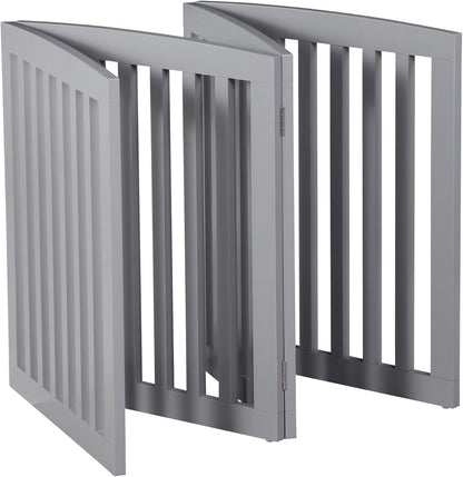 ZENY Freestanding Pet Gate for Dogs - 4 Panels Indoor Foldable Dog Fence for Stairs, Hallways, or Doorways - 82x24-Inch Freestanding Dog Gates, Brown