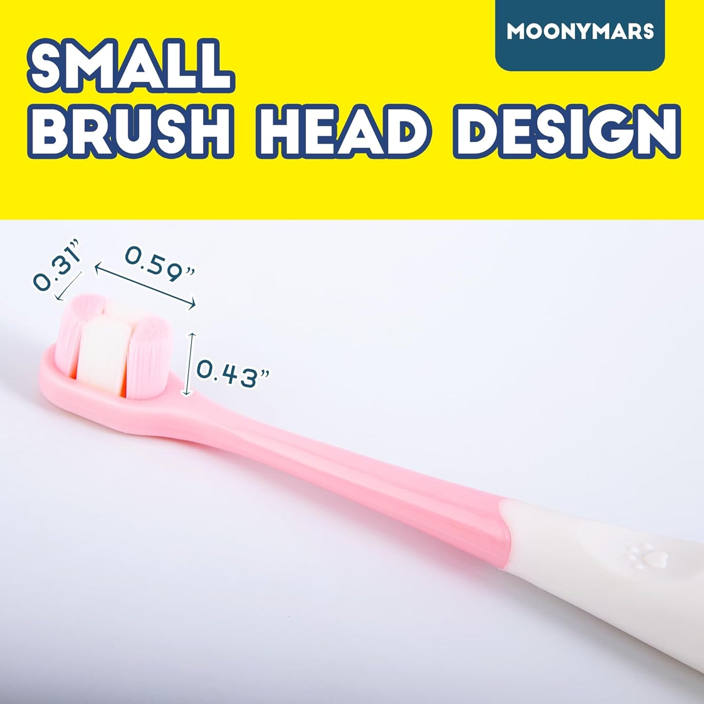 Small Dog Toothbrush, Puppy & Cat Tooth Brushing Kit, Ultra Soft Head Teeth Brush for Kitten & Tiny to Medium Pet, Doggy Toothbrushes Deep Dental Clean, 1 PCS, Pink