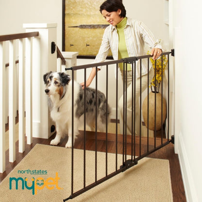 MyPet Windsor Walk Thru Pet Gate: 28.68" - 47.85" Wide Dog Gate. Hardware Mount, Dog Gates for The House, Cat Gate for Doorway. 31" Tall, Matte Bronze
