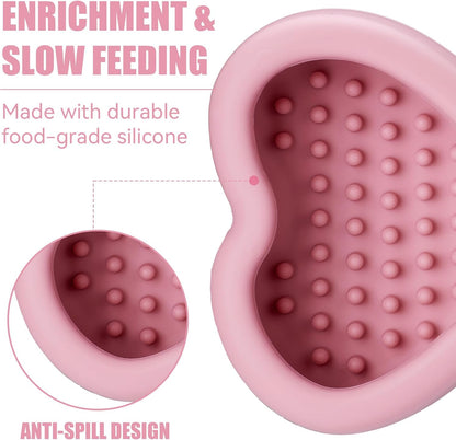 Freeze Dog Lick Bowl, Animire Non-Slip Slow Feeder Lick Mat for Dogs, Silicone Dog Enrichment Bowl for Distraction Anxiety Relief Boredom, BPA Free, Dishwasher Safe(Rose,S)