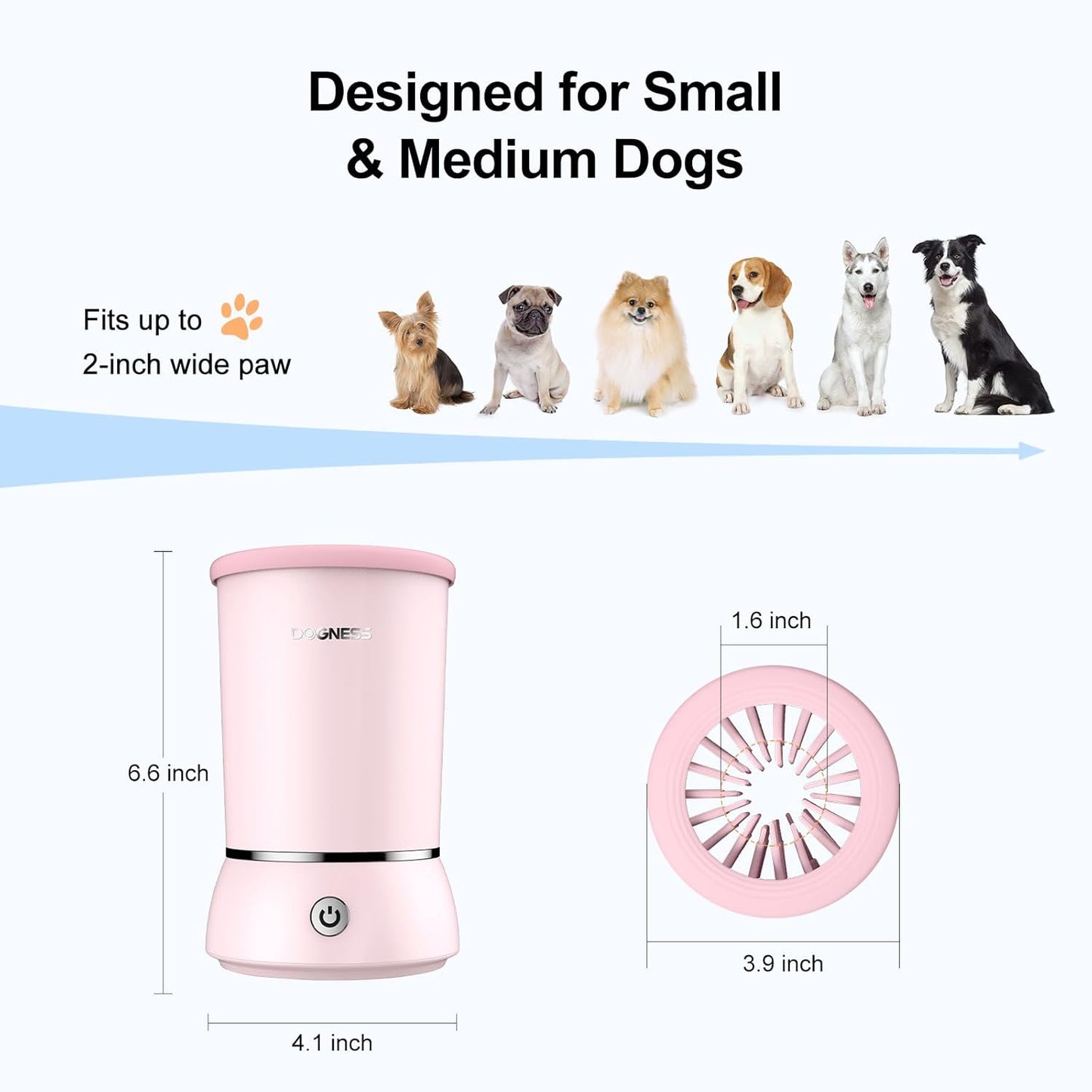 DOGNESS W01 Automatic Dog Paw Cleaner for Small to Medium Dogs (White)