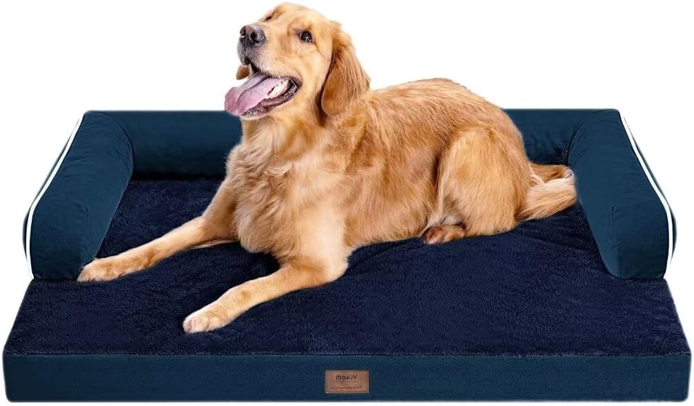 Large Dog Bed Orthopedic Washable - Beds Bolster - Medium XL XLarge Big Dogs - Memory Foam Couch Sofa - Waterproof with Removable Cover