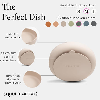 Should We Go? Dog Water Bowl - The Perfect Dish No-Spill, Less Mess Non-Tippable Water & Food Bowl, Pure Silicone with Suction Cup Fits 5 Cups 7.5" Across x 2.25" Tall, Ideal for All Pets, Medium-Sage