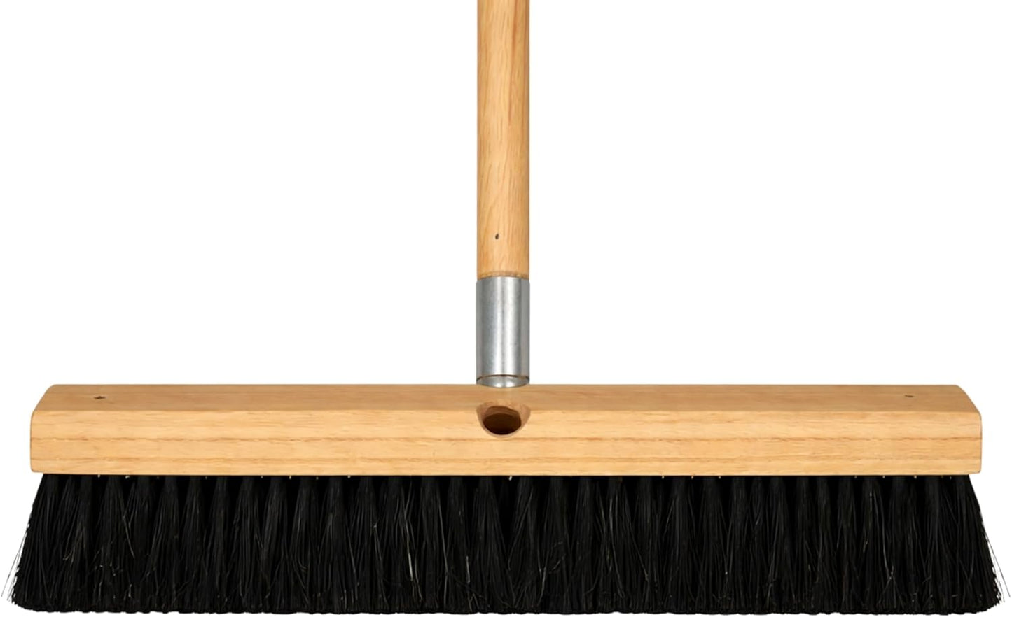 Bon Floor Broom 18 in. with 3 in. Black Horsehair Bristles and 5 ft. Wood Handle for Dry Sweeping Smooth Floors