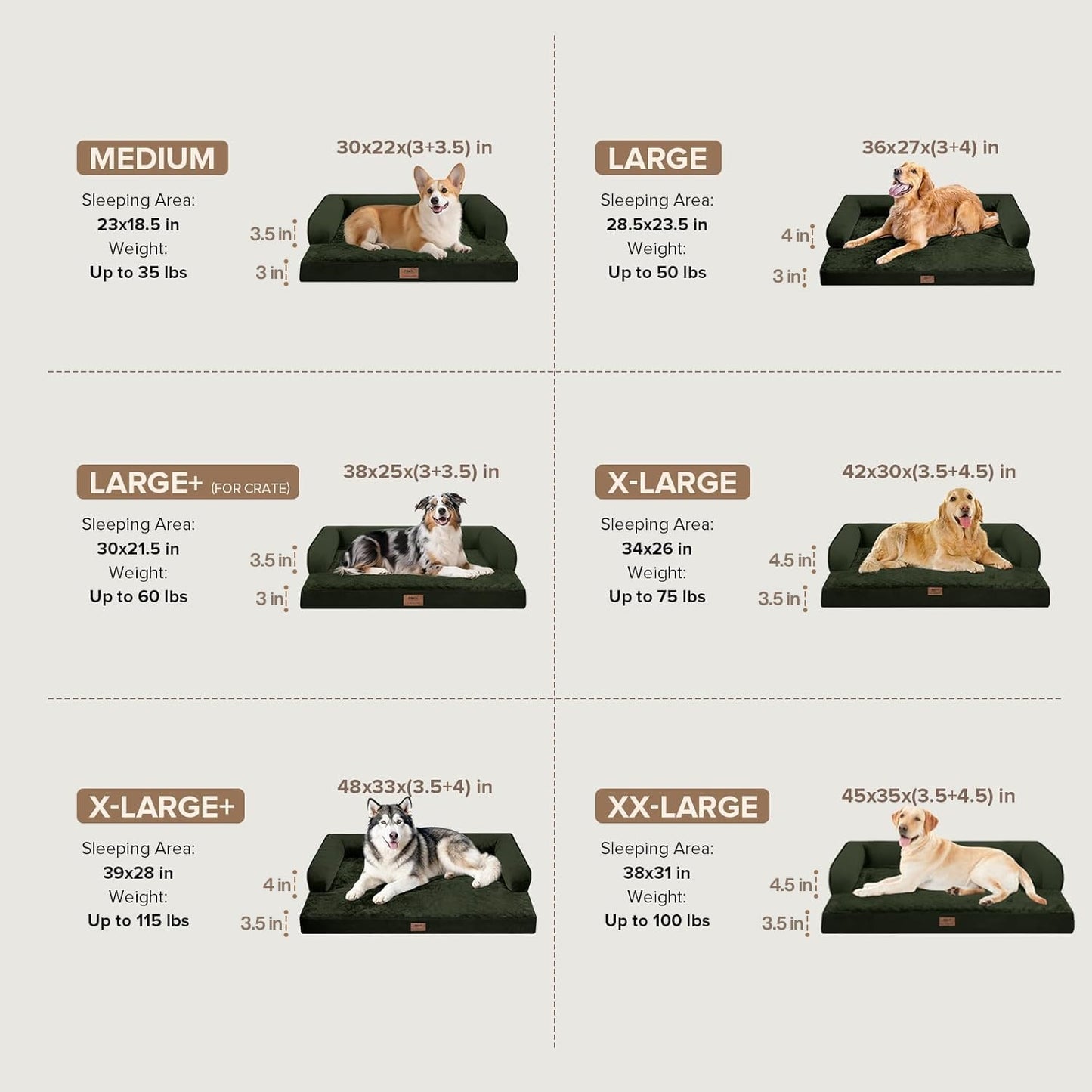 Large Dog Bed Orthopedic Washable - Beds Bolster - Medium XL XLarge Big Dogs - Memory Foam Couch Sofa - Waterproof with Removable Cover
