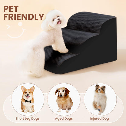 Dog Stairs for Small Dogs, 3 Tiers High Density Foam Dog Ramp, Extra Wide Non-Slip Pet Steps for High Beds Or Couch, Soft Foam Doggie Ladder for Dogs Injured, Older Pets, Small Cats