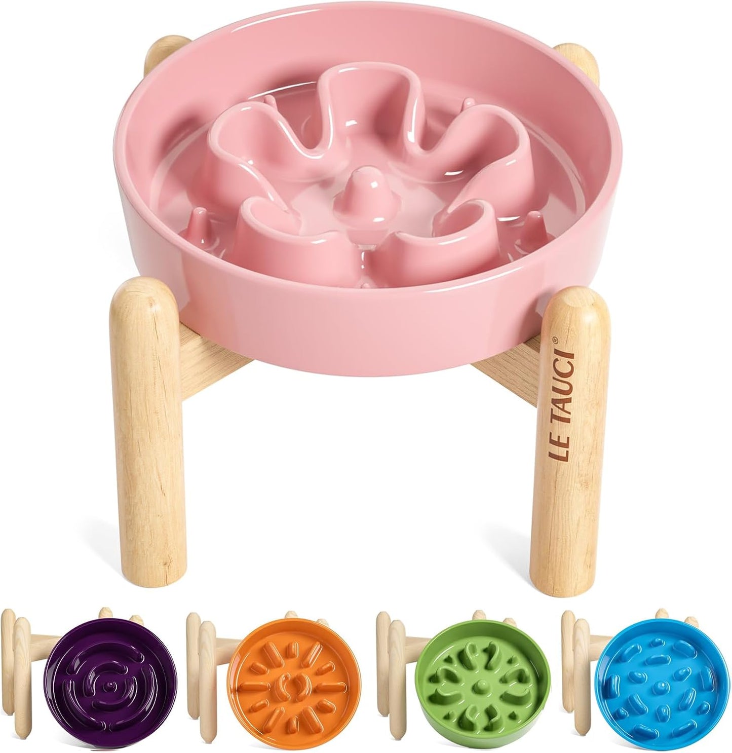 LE TAUCI Dog Bowls Slow Feeder Ceramic, 1.5 Cup Slow Feeding Bowl for Small and Medium Breed, Puzzle Dog Food Bowl for Fast Eater, Maze Purple