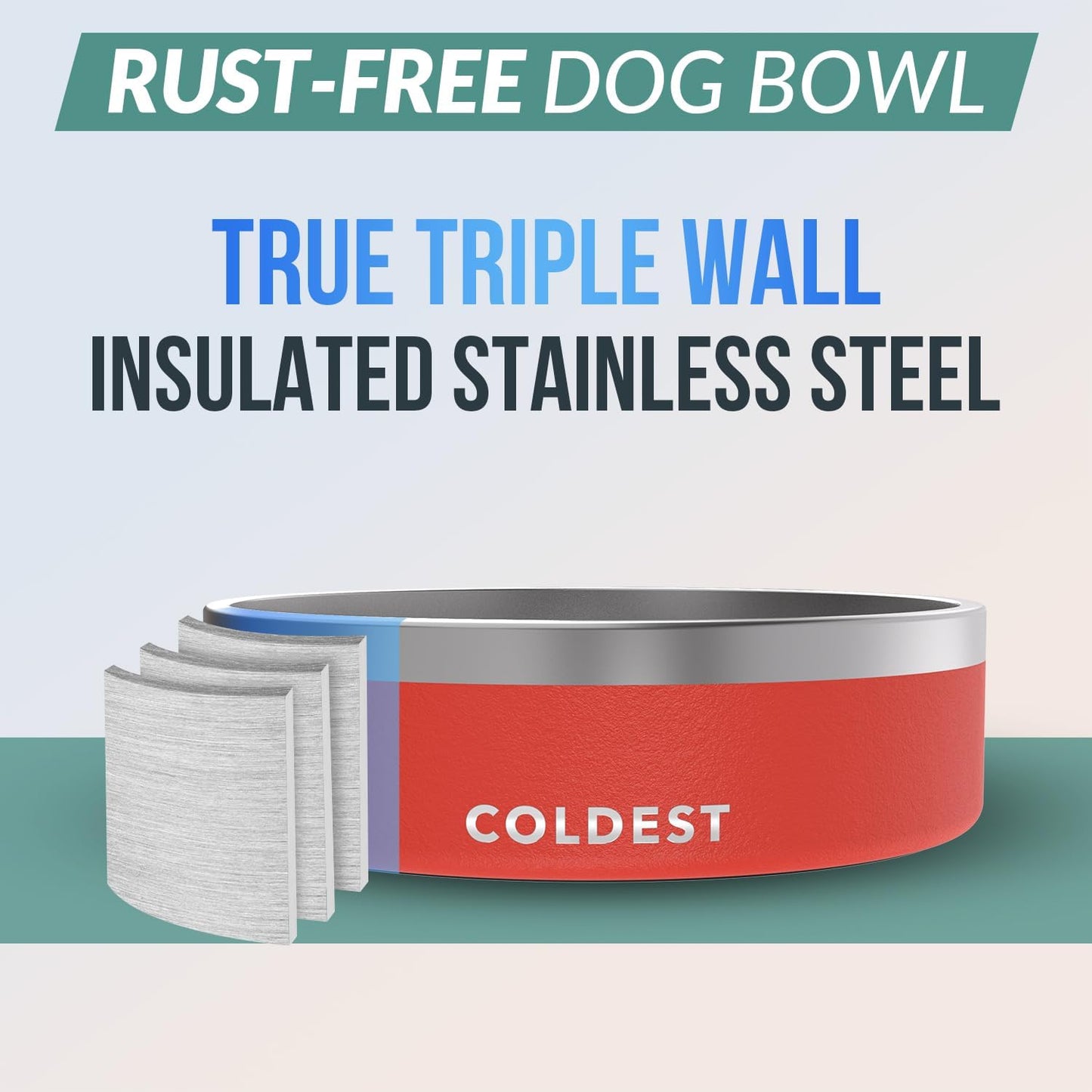 Coldest Dog Bowl - Anti Rust Metal, Non Slip, 3 Layers Insulated Stainless Steel Dog Bowls - Spill Proof & Heavy Duty - Water Bowl for Dogs, Cats & Pets, Dish Washer Safe (21 oz, Stealth Black)