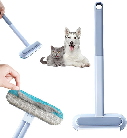 Pet Hair Remover for Couch, 4 in1 Cat and Dog Hair Removal Tool with 17.7inch Long Handle, Washable Cat Hair Remover Brush for Furniture, Couch, Carpet, Clothes and Laundry (1 Set)