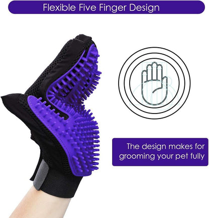 Pet Hair Remover Glove - Gentle Pet Grooming Glove Brush - Deshedding Glove - Massage Mitt with Enhanced Five Finger Design - Perfect for Dogs & Cats with Long & Short Fur - 1 Pack (Right-hand), Green
