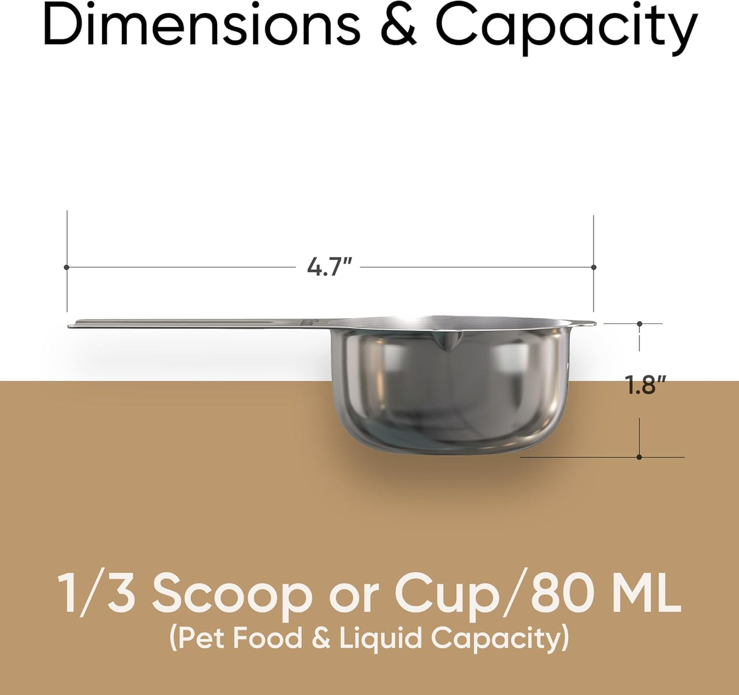 Color Up 1 Cup Pet Food Scoop – Stainless Steel Dog Food Scoop Cup (16 Tbsp) – Heavy-Duty, Rust-Resistant Measuring Scoop for Dogs, Cats, Birds & Rabbits – Ideal for Dry Food & Treats