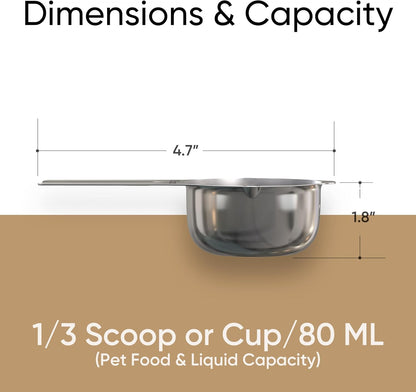 Color Up 1 Cup Pet Food Scoop – Stainless Steel Dog Food Scoop Cup (16 Tbsp) – Heavy-Duty, Rust-Resistant Measuring Scoop for Dogs, Cats, Birds & Rabbits – Ideal for Dry Food & Treats