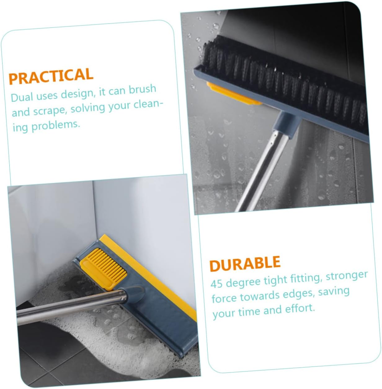 PartyKindom Household Push Broom Pet Hair Broom for Carpet Cleaning Angle Scrub Brush Telescopic Tube