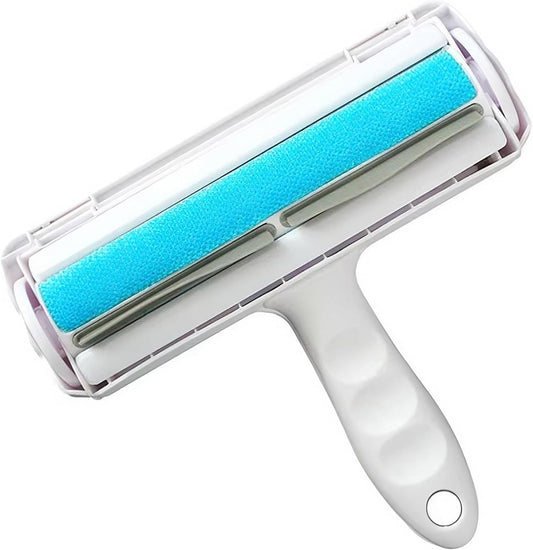 Reusable Pet Hair Remover Roller – Dog & Cat Fur Lint Cleaner for Sofa, Carpet, Bed & Car Seats – No Adhesive Required (White/Grey)