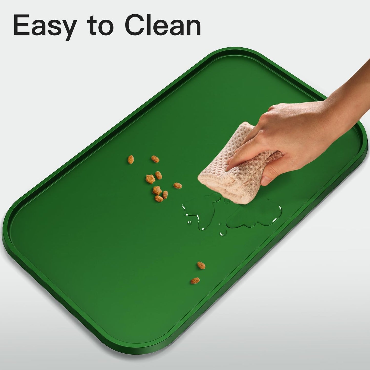 Pet Feeding Mat [Warped Resistant Raised Edge], Water-Proof Silicone Placement for Food Water Bowls, Anti-Slip Base Protect Floor, BPA-Free&Dishwasher-Safe [23.5x13.5inch Large, Gray]