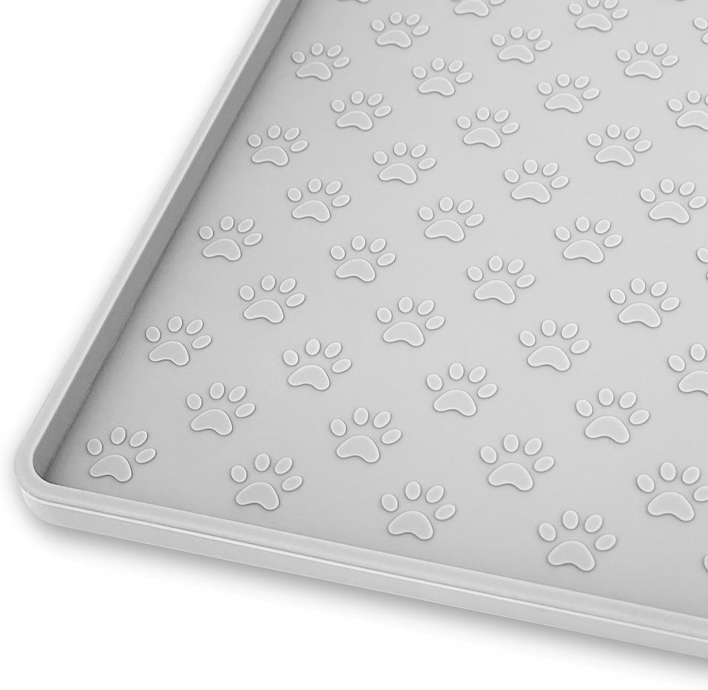 Ptlom Pet Placemat for Dog and Cat, Mat for Prevent Food and Water Overflow, Suitable for Small, Medium and Big Pet, 18" 12", Grey, Silicone