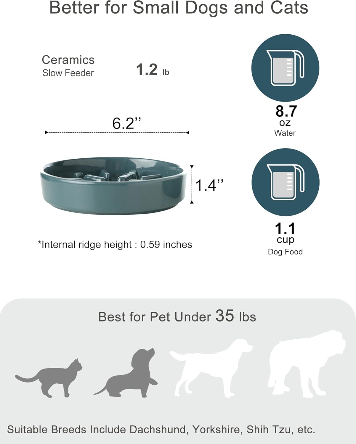 Ceramic Slow Feeder Dog Bowl, Maze Puzzle Non-Slip Silicone Base Stoneware Bowl for Small Medium Dogs, Heavy Duty Anti-Bloat Dog Food Bowl Dishwasher Safe – Apricot, Medium