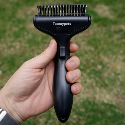 Self Cleaning Grooming Rake Brush for Shedding Gently Removes Loose Undercoat Mats Tangled Deshedding Grooming Tool for Dogs Cats Extra Wide (White)