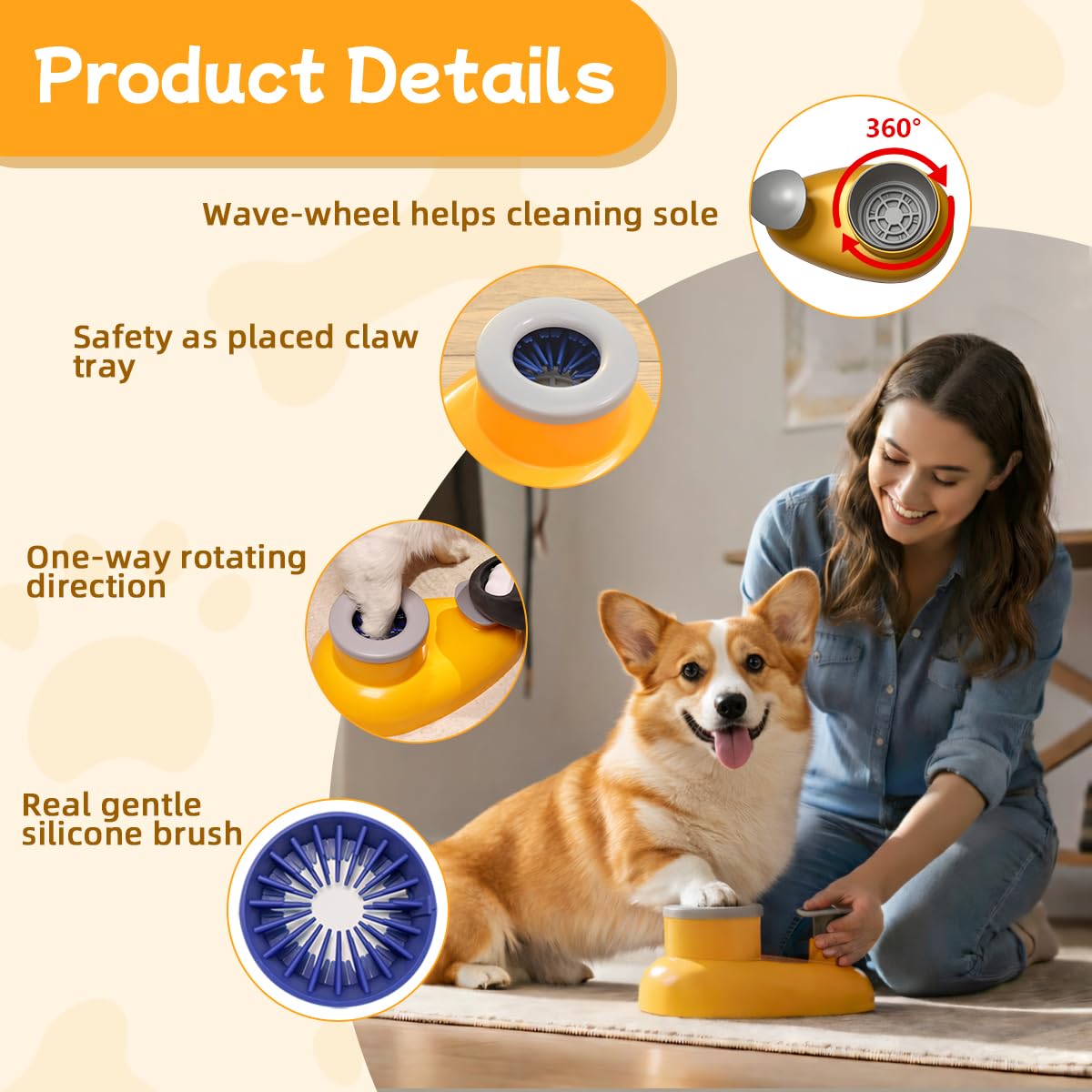 Mechanical Dog Paw Cleaner-Manually Driven Spinning-Cup Washer for All Breeds (Medium-Large)