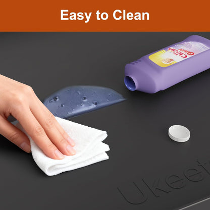 ukeetap Extra Thick Silicone Mat Waterproof with Raised Edge 19” x 12”, BPA Free Non-Slip Dog & Cat Food Mat, Feeding Mat for Food and Water Bowls, Spill Proof Mat to Protect Floors, Gray