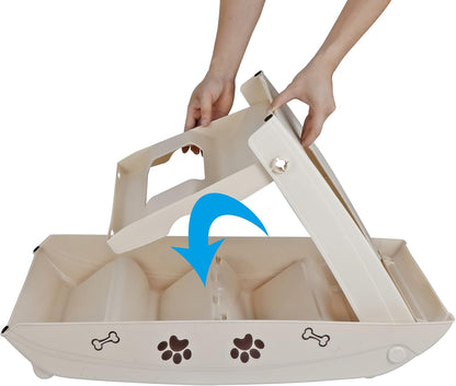 Foldable Pet Stairs with Non-Slip Surface, Portable Dog Steps Ramp for High Beds, Couches, Cars and SUVs, Support Up to 150lbs, Waterproof, Grey
