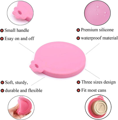 Food Can covers | 6 Pack Silicone Tin Lids for Dog and Cat | Universal BPA Free | One Can Cap Fit Most Standard Size Canned Dog Cat Food
