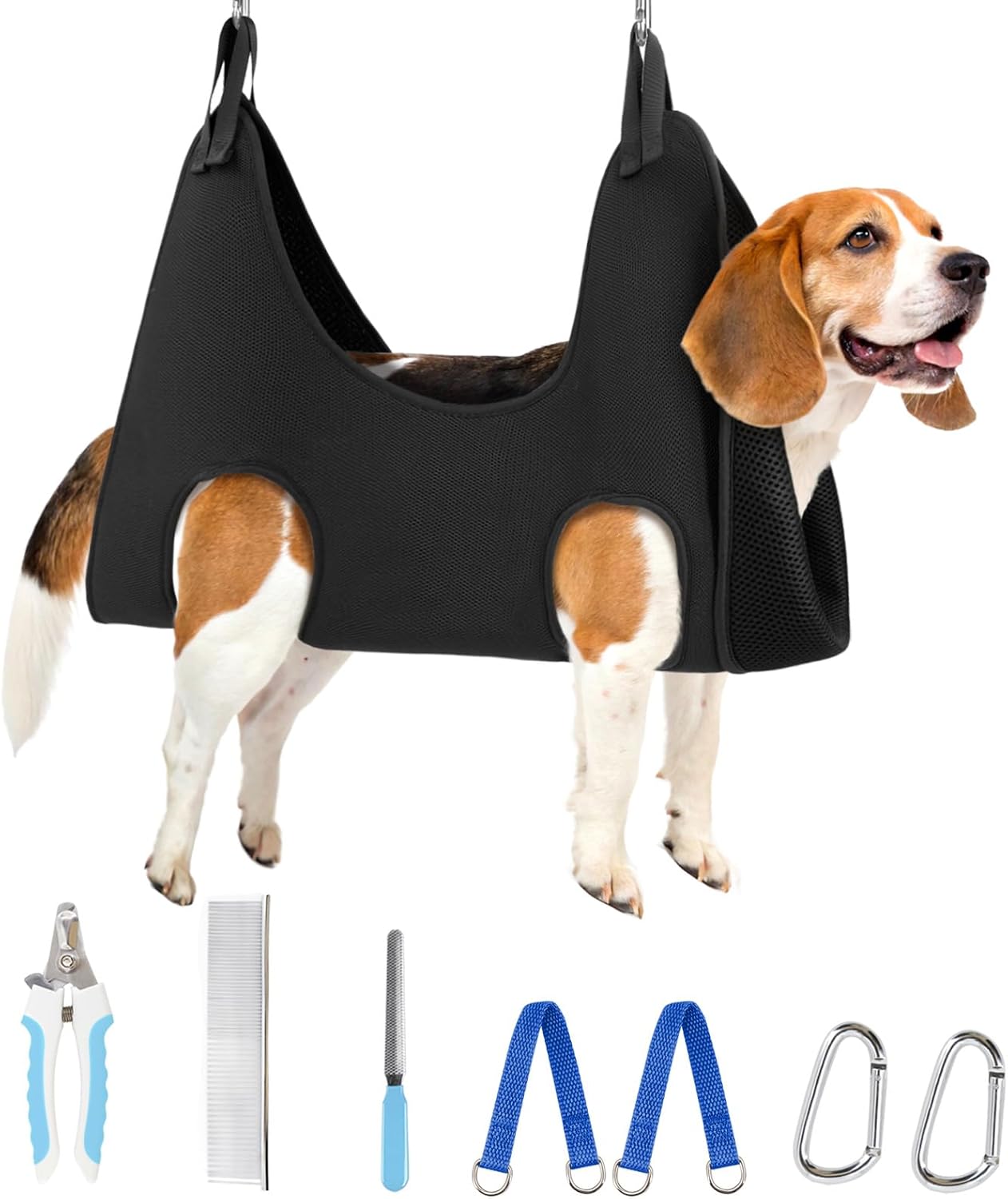 Supet Dog Grooming Hammock Harness for Dogs Cats, Relaxation Pet Nail Clipper Hammock, Restraint Dog & Small Animal Leashes Sling for Groomingk for Nail Trimming (Coral Blue, S)
