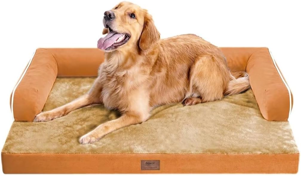 Large Dog Bed Orthopedic Washable - Beds Bolster - Medium XL XLarge Big Dogs - Memory Foam Couch Sofa - Waterproof with Removable Cover