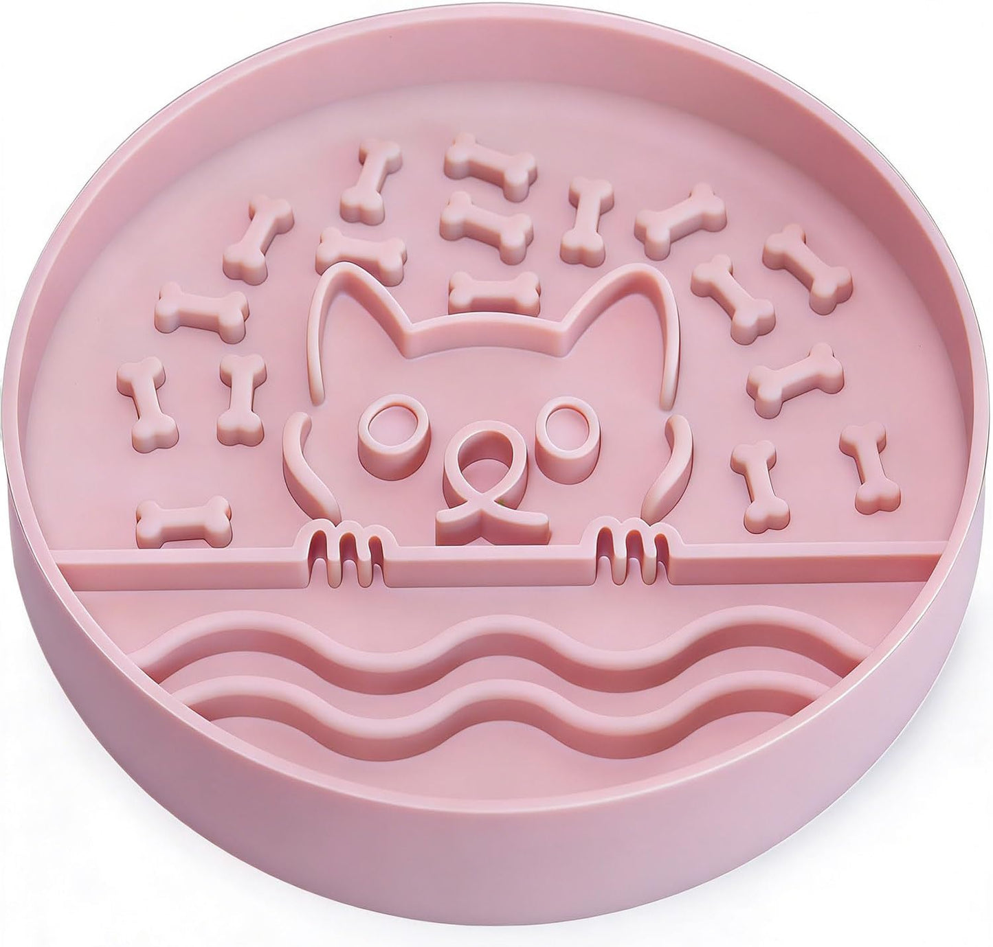 Slow Feeder Dog Bowl for Small Medium Dogs & Cats, 7.5 Inch Non Slip Slow Bowl with 37 Suction Cups, Anti-Choking Food Grade Silicone Slow Eating Bowl